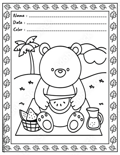 Big And Bold Summer Vibes Coloring Pages For Kid and adult.  
High resolution (300 DPI), 
Ready to print on standard 8.5x11 inch paper With No Bleed, 
Black and White. 
Vector illustration - AI, EPS, 