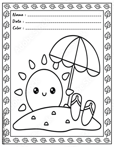 Big And Bold Summer Vibes Coloring Pages For Kid and adult.  
High resolution (300 DPI), 
Ready to print on standard 8.5x11 inch paper With No Bleed, 
Black and White. 
Vector illustration - AI, EPS, 