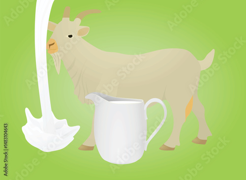 White goat isolated. vector illustration