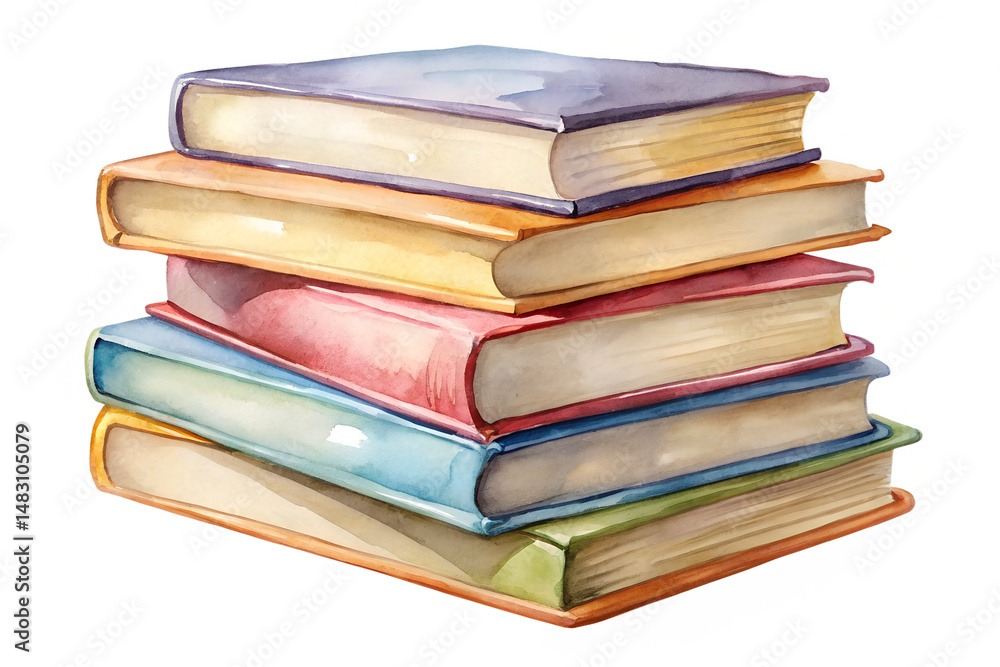 Stack of Books Watercolor Clipart Illustration Stack of Books Watercolor Clipart Illustration