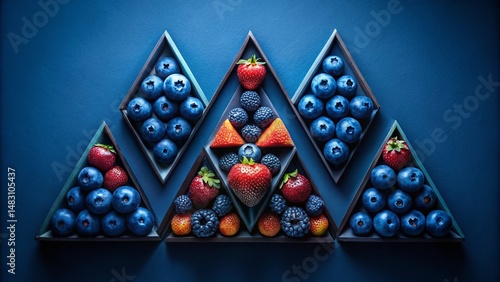 Abstract Blue Black Triangular Geometric Food Background - Modern Design
