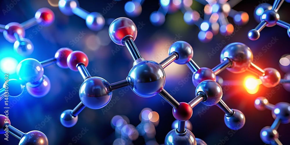 3D Rendered Acetic Acid Molecule in Low Light, Detailed Molecular Structure 3D Rendered Acetic Acid Molecule in Low Light, Detailed Molecular Structure