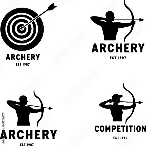  Archery Target with Arrows Silhouette