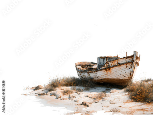 Wallpaper Mural Abandoned boat resting on sandy shoreline. Torontodigital.ca
