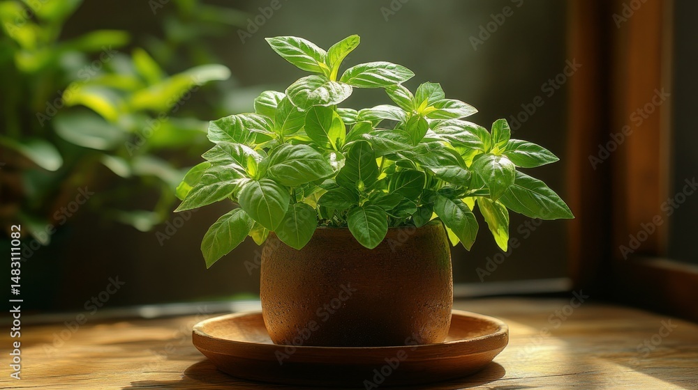 Obraz premium Fresh mint plant in pot