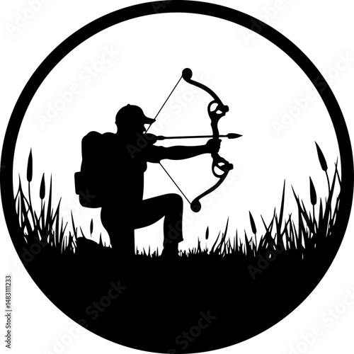  Archery Target with Arrows Silhouette