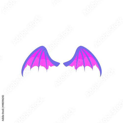 Cartoon dragon wings. Fantasy wings. Vector illustration