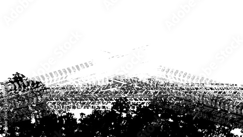 モノクロのラフなタイヤトレッド背景素材
