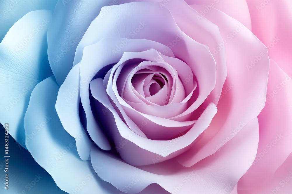 Obraz premium Close-up of a pastel gradient rose with soft petals.