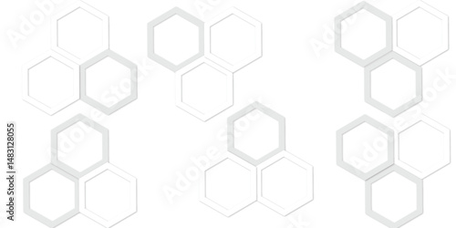 modern backdrop featuring a geometric pattern of gray and whit outlined hexagons on a white background, creating a minimalist and abstract design with a subtle texture.