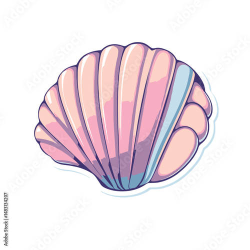 Pastel Seashell Sticker Vector Beautiful Coastal Illustration Design