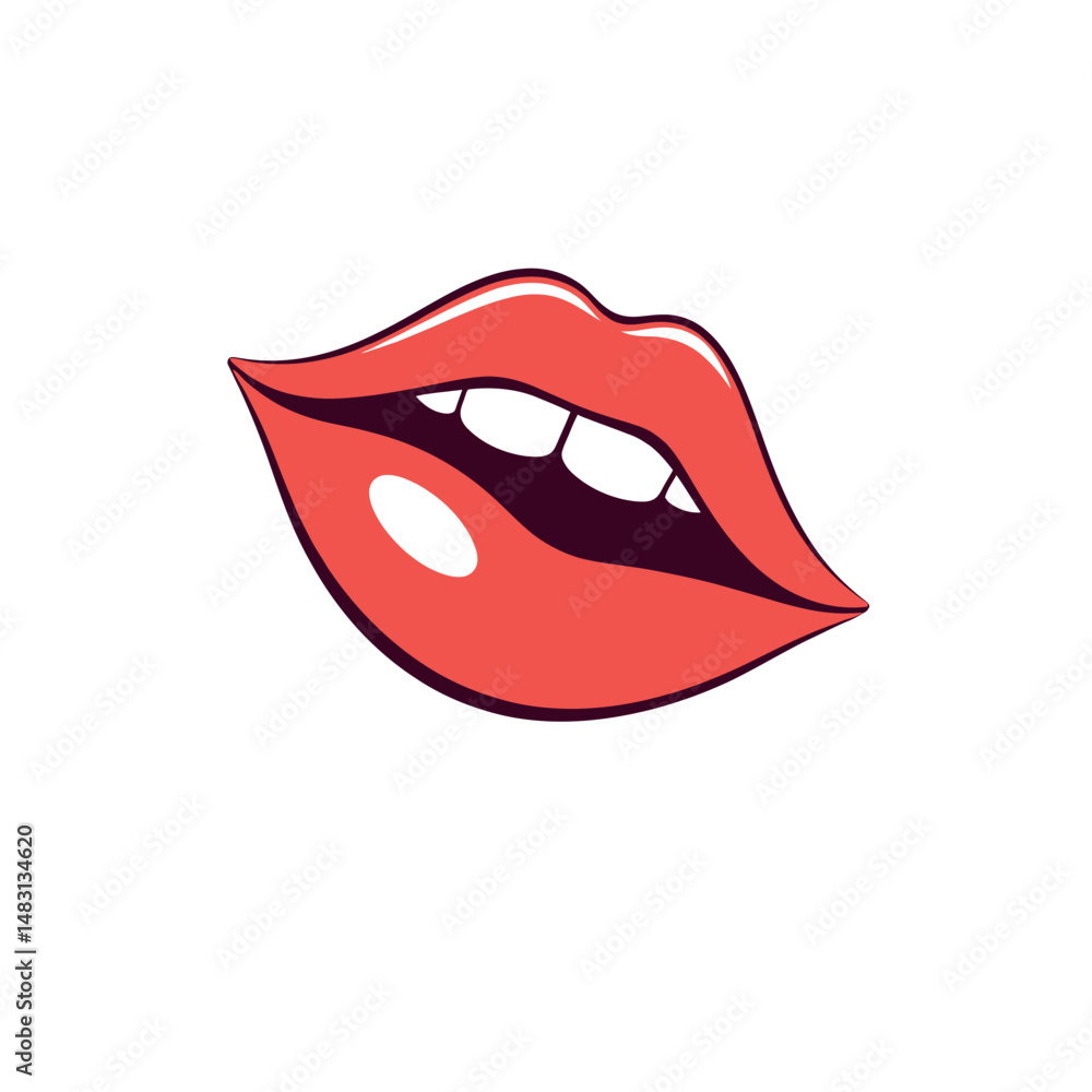 Open Lips Vector Graphic Elegant Sticker Design Illustration Open Lips Vector Graphic Elegant Sticker Design Illustration