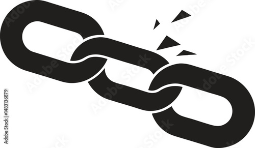 Broken Chain Link Silhouette Vector Illustration 