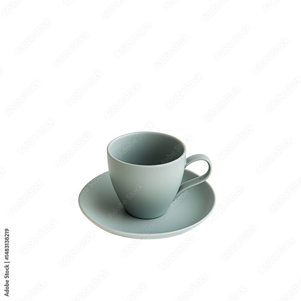 Simple, light-gray, ombre-colored cup and saucer set Simple, light-gray, ombre-colored cup and saucer set