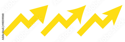 Graph going Up and Down sign with green and red arrows vector. Flat design vector illustration concept of sales bar chart symbol icon with arrow moving down and sales bar chart with arrow moving up