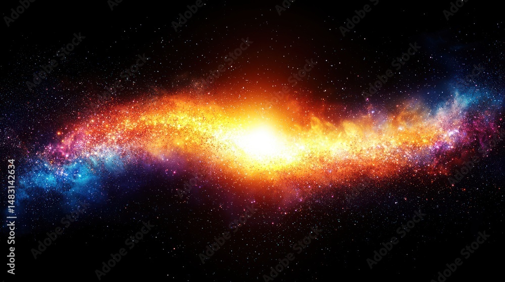 Obraz premium Vibrant nebula with bright core in deep space.