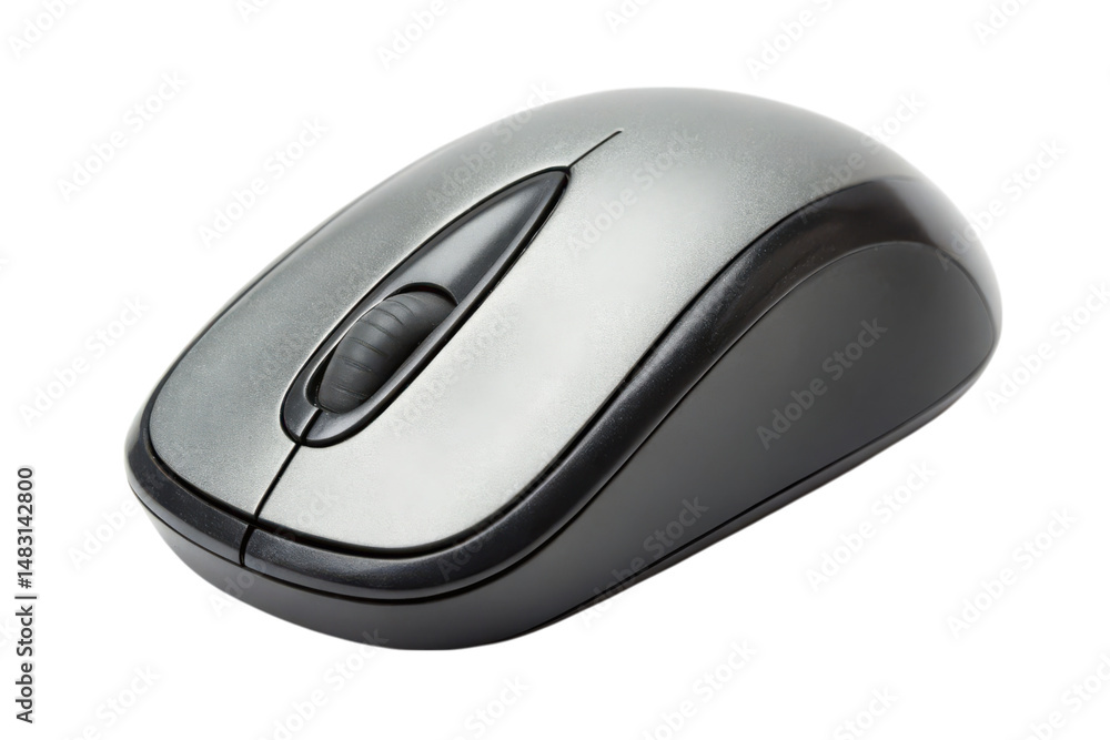 Wireless computer mouse with a sleek, ergonomic design and scroll wheel. Wireless computer mouse with a sleek, ergonomic design and scroll wheel.