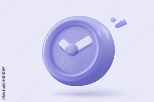 3D alarm clock icon with chat notice bubble. New urgency reminder concept for social media element speech. 3d hour announce icon for urgency time vector render illustration