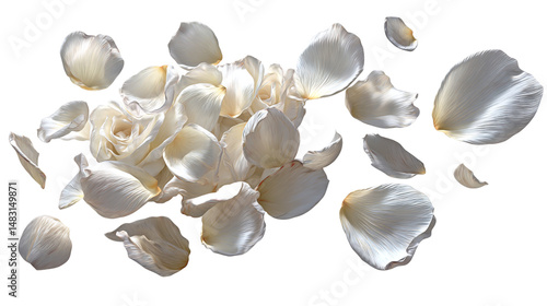 Elegant white rose petals falling on soft romantic floral image delicate beauty nature photography art shot love on transparent background