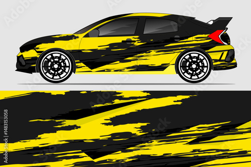 Vibrant yellow and black sports car with dynamic design