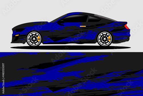 Sleek blue sports car illustration on abstract background (1)