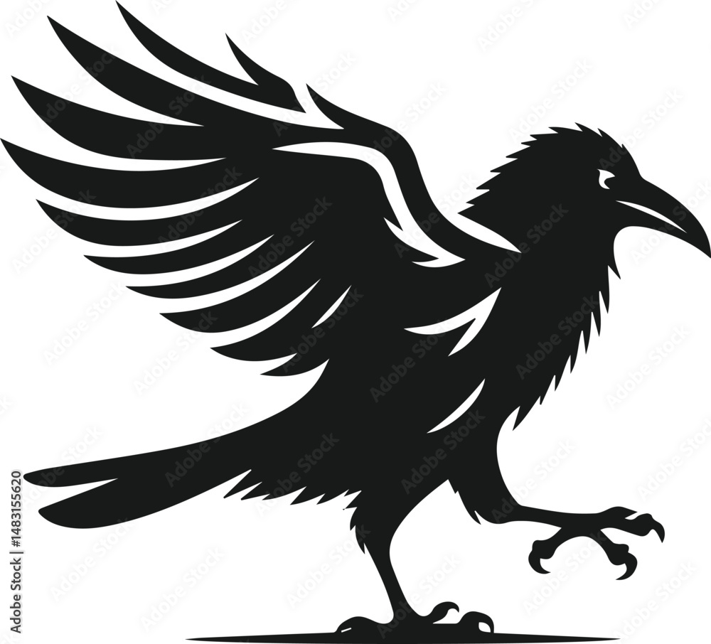 Fototapeta premium Bird vector silhouette of a crow
