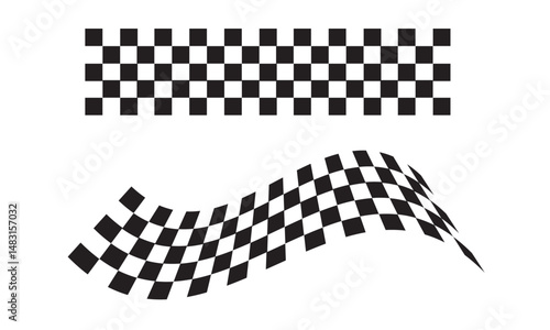 Racing flag vector icon on white background. Checkered flag. start and finish crossed flag. Racing flag.	