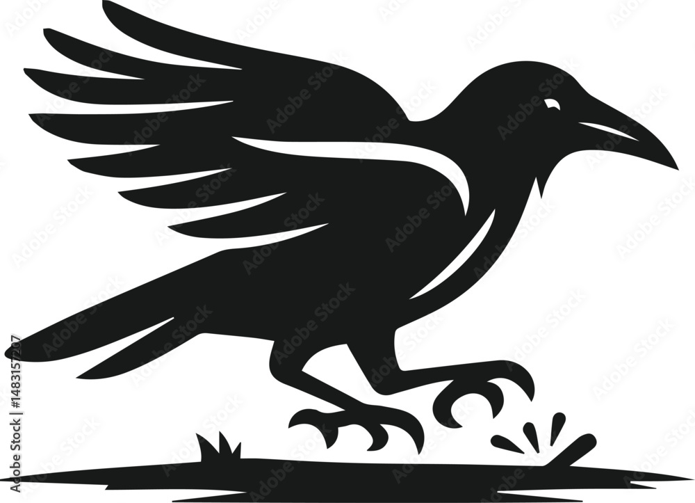 Obraz premium Bird vector silhouette of a crow