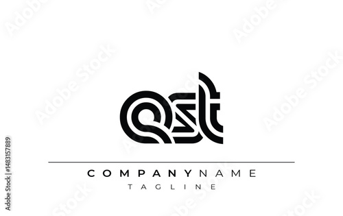 EST Creative Unique Modern Letter Logo Design. Stylized logo featuring a unique letter design, presenting abstract minimalist aesthetics and modern appeal.