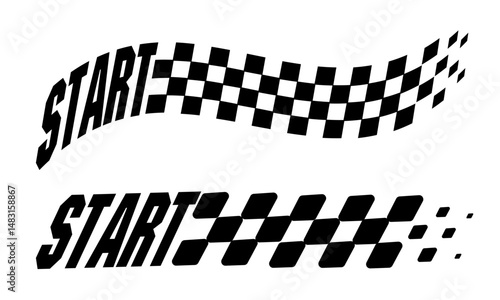 Racing flag vector icon on white background. Checkered flag. start and finish crossed flag. Racing flag.	