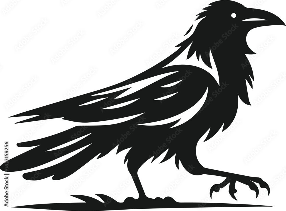 Fototapeta premium Bird vector silhouette of a crow