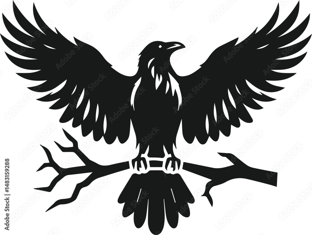 Obraz premium Bird vector silhouette of a crow