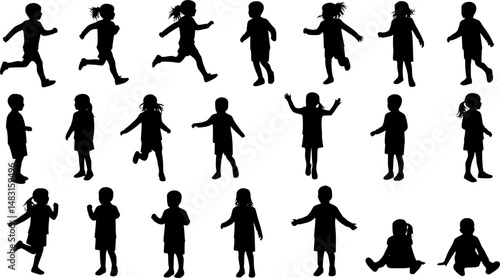 Vector silhouette of children.