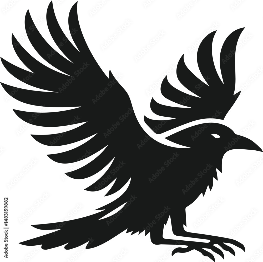 Fototapeta premium Bird vector silhouette of a crow