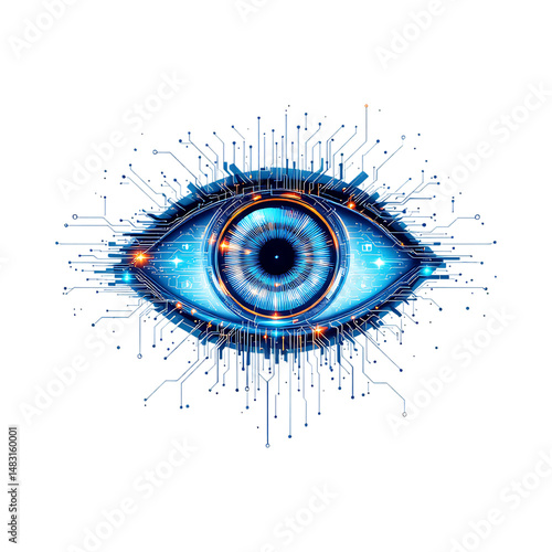 Futuristic digital eye, AI, technology concept