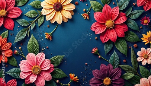 Intricate floral textile with repeating motif, background, flower