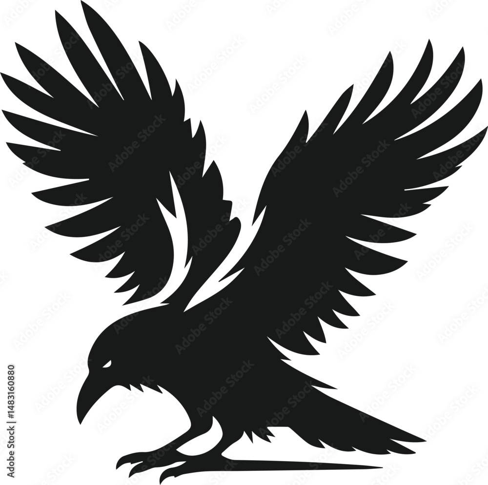 Fototapeta premium Bird vector silhouette of a crow