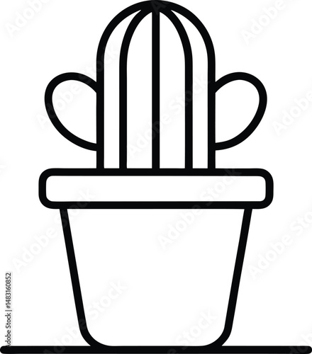 Outline icon of a cactus in a tub on TB.eps