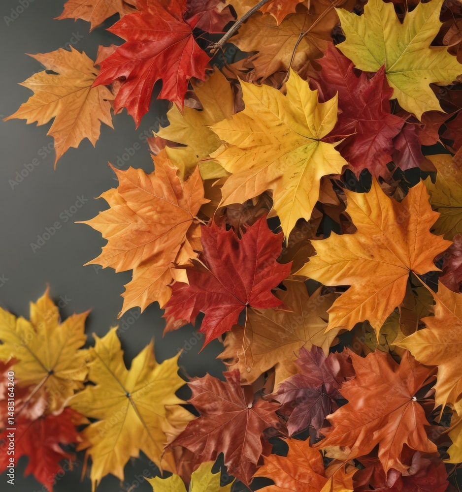 Close-up of maple leaves, various shades of autumn colors, detail, brown, foliage Close-up of maple leaves, various shades of autumn colors, detail, brown, foliage