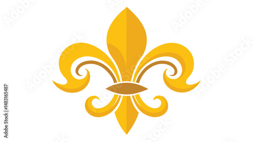 Elegant golden fleur de lis emblem on a white background with vector graphic