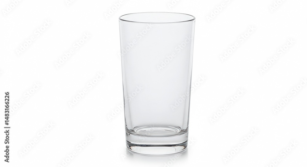 Clear glass drinking tumbler standing upright on a neutral background, suitable for beverage use Clear glass drinking tumbler standing upright on a neutral background, suitable for beverage use