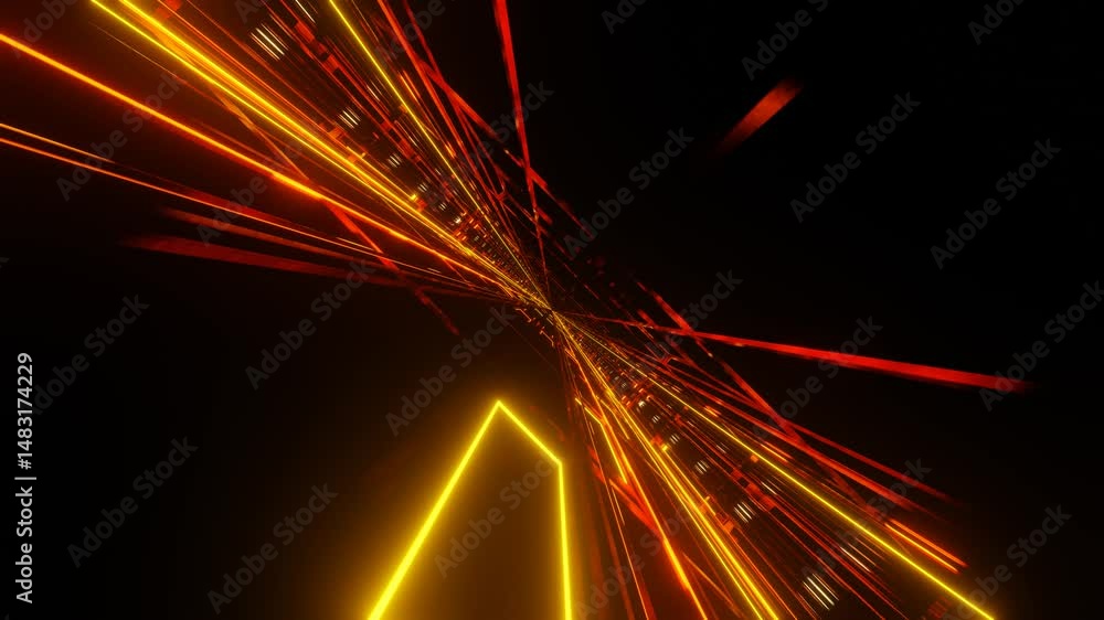 endless forward movement inside abstract tunnel of orange flashing grid. 3d render looped animation endless forward movement inside abstract tunnel of orange flashing grid. 3d render looped animation