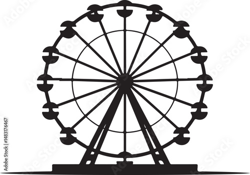 Black Carnival Ride for Halloween or Funfair Art Illustration Decor