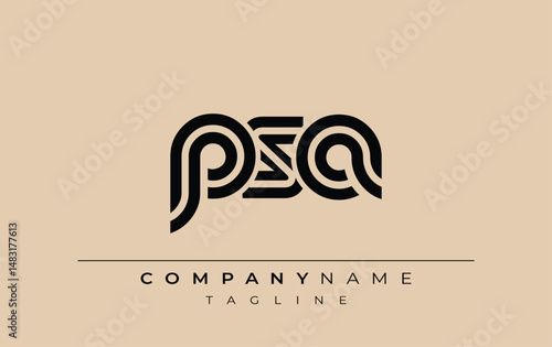 PSA Creative Unique Modern Letter Logo Design. Stylized logo featuring a unique letter design, presenting abstract minimalist aesthetics and modern appeal.