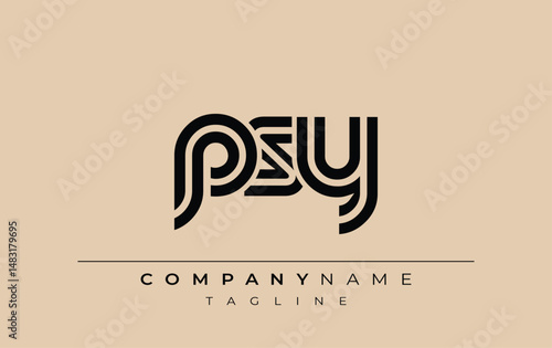 PSY Creative Unique Modern Letter Logo Design. Stylized logo featuring a unique letter design, presenting abstract minimalist aesthetics and modern appeal.