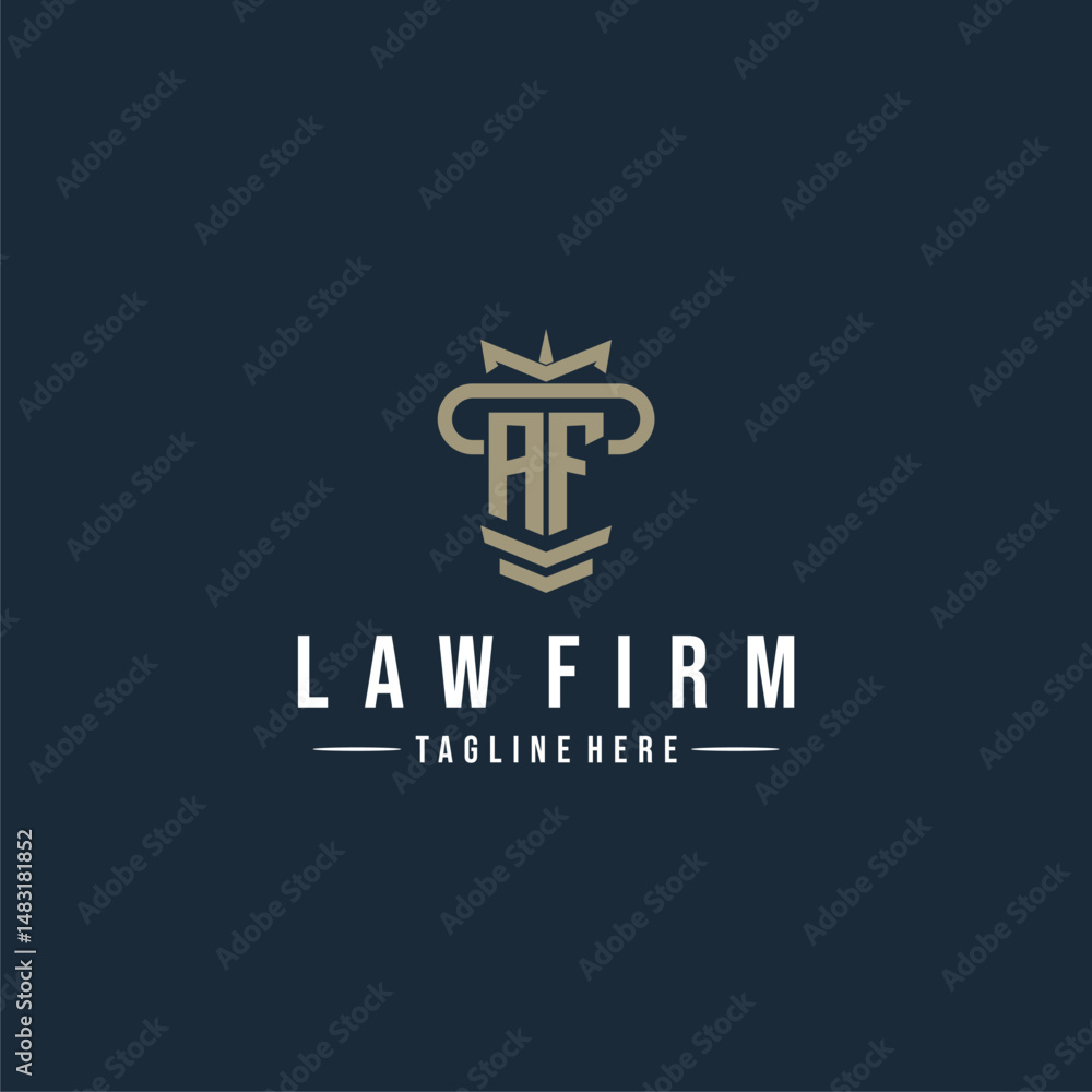 AF initial monogram logo law firm with pillar design AF initial monogram logo law firm with pillar design