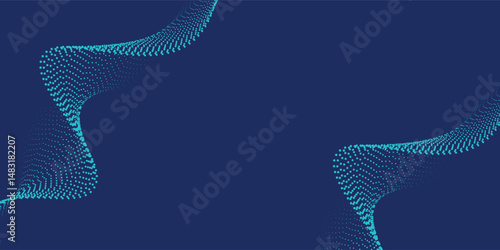 Beautiful wave shaped array of glowing dots.Abstract vector design element. dot arts