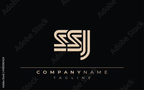 SSJ Creative Unique Modern Letter Logo Design. Stylized logo featuring a unique letter design, presenting abstract minimalist aesthetics and modern appeal.