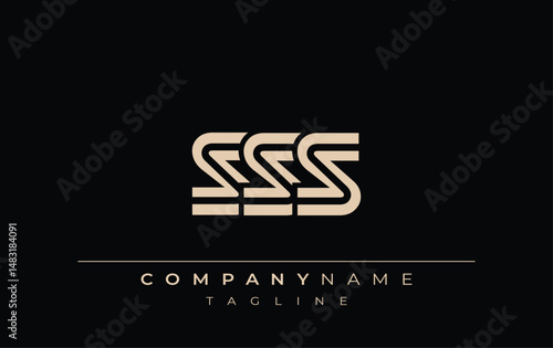 SSS Creative Unique Modern Letter Logo Design. Stylized logo featuring a unique letter design, presenting abstract minimalist aesthetics and modern appeal.