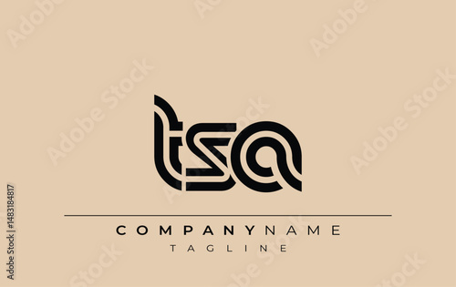TSA Creative Unique Modern Letter Logo Design. Stylized logo featuring a unique letter design, presenting abstract minimalist aesthetics and modern appeal.
